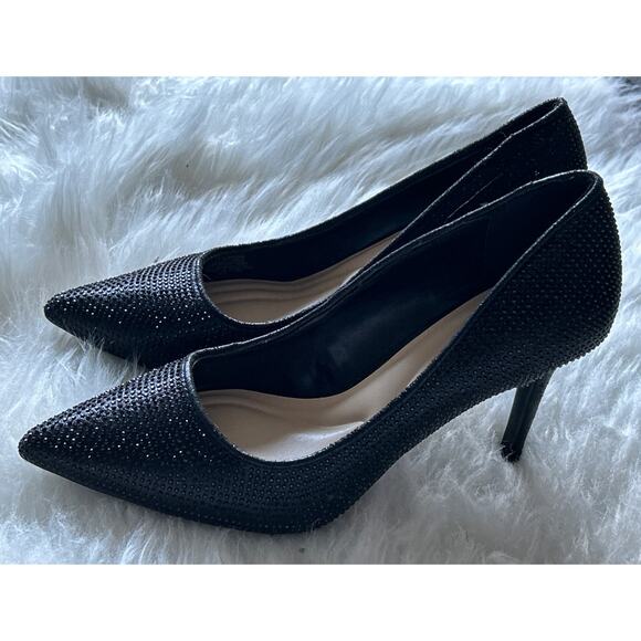Jessica Simpson Shoes - Jessica Simpson Stiletto Pumps 7.5 M Black Rhinestone Holiday Heels Party